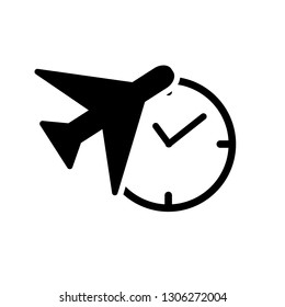 Delivery of goods by plane. Plane logo. Clock logo. vector