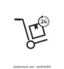 Delivery goods with dolly by hand icon