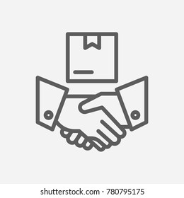 Delivery goods icon line symbol. Isolated vector illustration of handshake sign concept for your web site mobile app logo UI design.