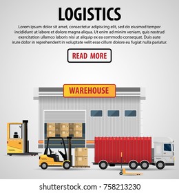 Delivery of goods logistics and transportation.  logistic and transportation, warehouse service on white background vector illustration flat