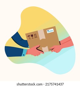 Delivery of goods passes from hand to hand with a box