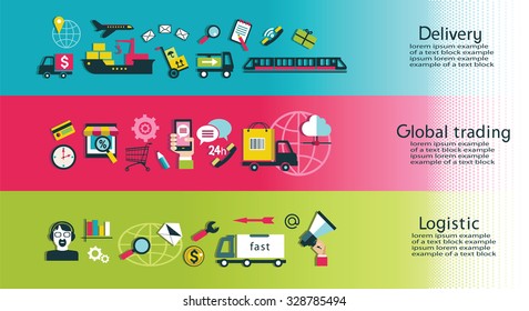 Delivery of goods, services, trade and logistics. Isolated objects.