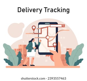 Delivery of goods. Warehousing, logistics and delivery of customer' order. Transportation and distribution service. Flat vector illustration