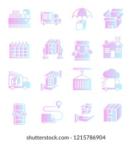 Delivery gradient icons set