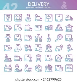 Delivery gradient outline icons set. Shipping icon collection. Vector illustration