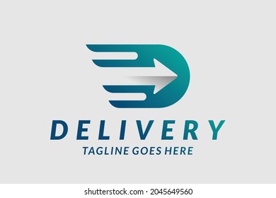 delivery graphic logo design concept illustration, Letterhead D with arrow for fast delivery logo