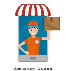 delivery guy carrying boxes