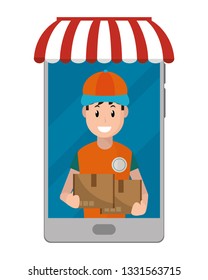 delivery guy carrying boxes