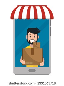 delivery guy carrying boxes