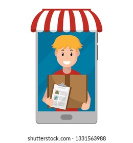 delivery guy carrying boxes