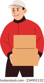 Delivery Guy Holding Packages Vector Illustration