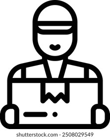 delivery guy icon. Thin Linear Style Design Isolated On White Background