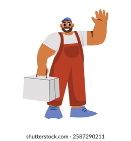 Delivery guy illustration in flat style 
