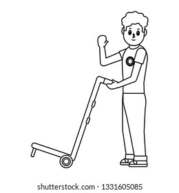 delivery guy with pushcart