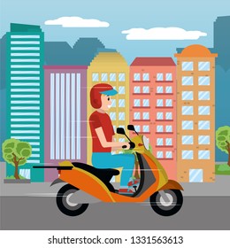 delivery guy in scooter
