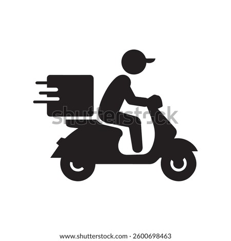 delivery guy in scooter vector icon