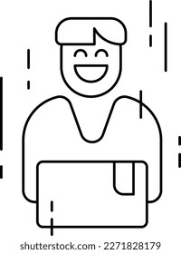 Delivery guy delivery service icons with black outline style. Shipping logistics symbol sign. Simple vector illustration. Related to package, fee, fast courier