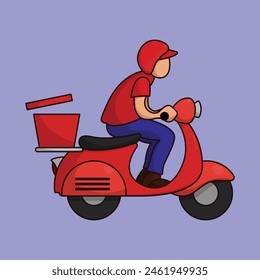 Delivery guy Vector Illustration. Delivery man on Scooter illustration Icon. Food Delivery rider vector