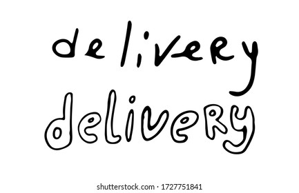 Delivery hand drawn vector lettering. Post service illustration. Hand written inscription for postal office or company. Isolated text