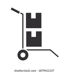 delivery handcart cardboard boxes vector illustration silhouette icon