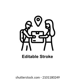 delivery handover icon designed in outline style with editable stroke in delivery icon theme
