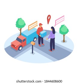 Concepto de ilustración vectorial isométrica de entrega