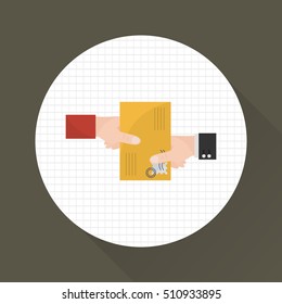 Delivery hands to hands color icon. Flat design. Delivery theme for web and mobile