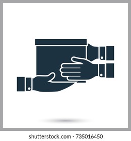 Delivery hands to hands simple icon for web and mobile design