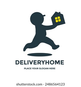 Lieferung nach Hause Vektorgrafik Logo Vorlage. Dieses Design verwendet Menschen mit Heimsymbol. Geeignet für Unternehmen.