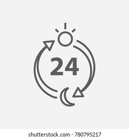 Delivery hours icon line symbol. Isolated vector illustration of 24 hour service sign concept for your web site mobile app logo UI design.