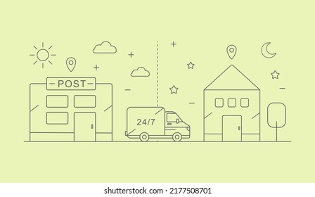 Delivery to the house from the post office outline style