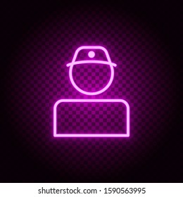 delivery, human, person neon icon. Pink neon vector icon