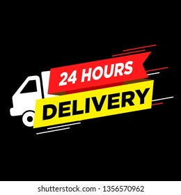 delivery icon, 24 Hours delivery tag, banner delivery modern design