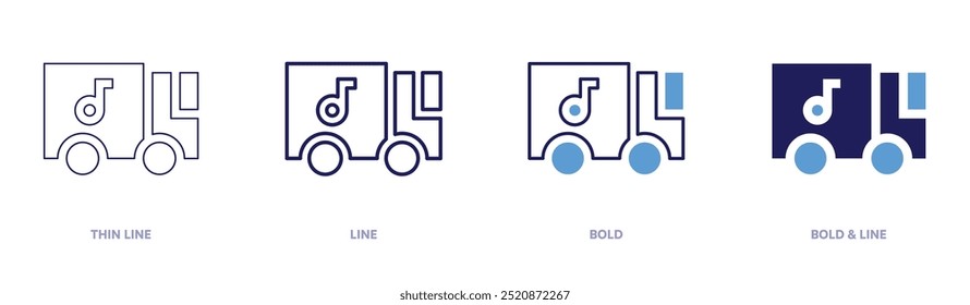 Ícone de entrega em 4 estilos diferentes. Linha fina, Linha, Negrito e Linha Negrito. Estilo duotônico. Traçado editável.