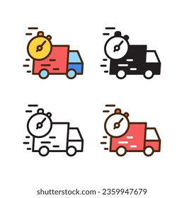 delivery icon in 4 style: flat, glyph, outline, duotone