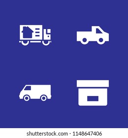 delivery icon. 4 delivery vectors with box, moving truck and van icons for web and mobile app