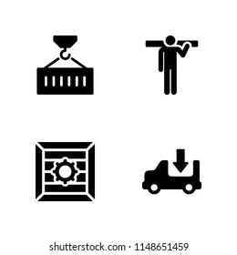 delivery icon. 4 delivery vectors with carrying, truck, shipping and container icons for web and mobile app