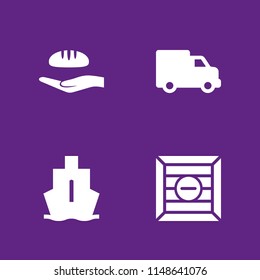 delivery icon. 4 delivery vectors with truck, ship, shipping and food donation icons for web and mobile app