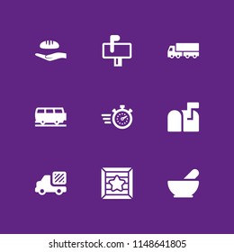 delivery icon. 9 delivery vectors with chronometer, shipping, food donation and mailbox icons for web and mobile app