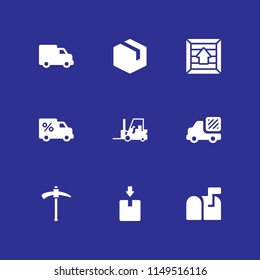 delivery icon. 9 delivery vectors with forklift, pick, box and mailbox icons for web and mobile app