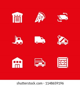 delivery icon. 9 delivery vectors with warehouse, truck, pizza and forklift icons for web and mobile app