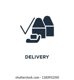 Delivery icon. Black filled vector illustration. Delivery symbol on white background. Can be used in web and mobile.