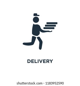 Delivery icon. Black filled vector illustration. Delivery symbol on white background. Can be used in web and mobile.