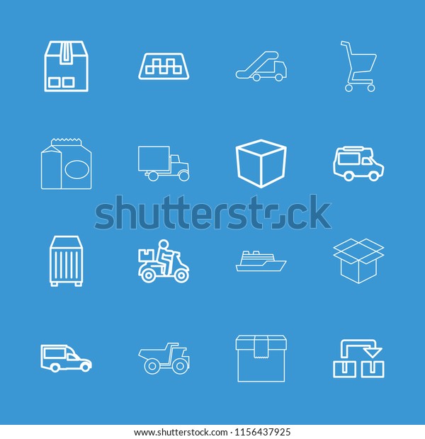 Delivery icon.\
collection of 16 delivery outline icons such as taxi, box, van,\
cargo container, object move, truck crane, truck. editable delivery\
icons for web and\
mobile.