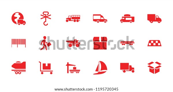 Delivery icon.\
collection of 18 delivery filled icons such as parcel, van, no\
cargo warning, cargo wagon, taxi, truck, sailboat. editable\
delivery icons for web and\
mobile.