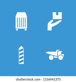Delivery icon. collection of 4 delivery filled icons such as cargo container, cargo, cargo protection. editable delivery icons for web and mobile.