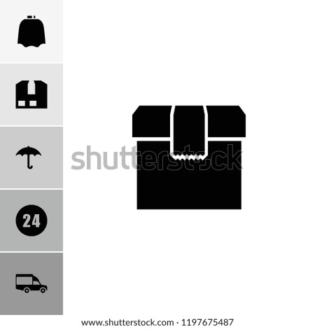 Delivery icon. collection of 6 delivery filled icons such as hairdresser peignoir, keep dry cargo, 24 hours, box, van. editable delivery icons for web and mobile.