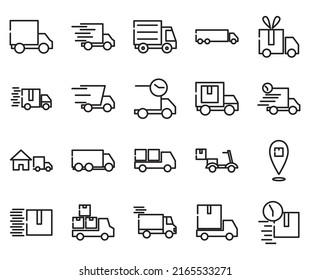 Delivery icon collection, white color background