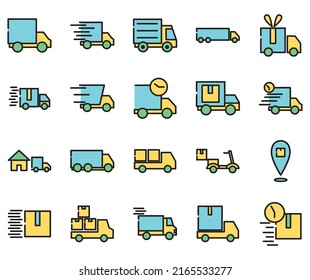 Delivery icon collection, white color background
