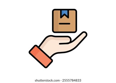 Delivery icon. colored outline icon style. hand with product. icon related to procurement. procurement management elements vector illustration